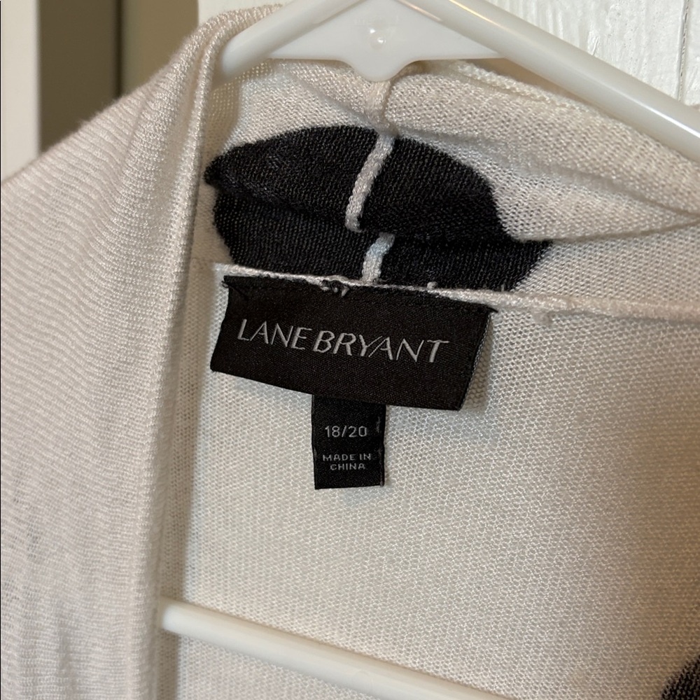 Lane Bryant Cream and Black Polka Dot Open Cardigan - Picture 4 of 4